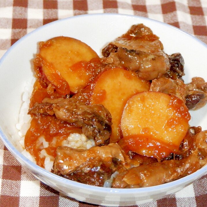 さっぱり・めちゃうま❤牛すじとさつま芋で牛丼